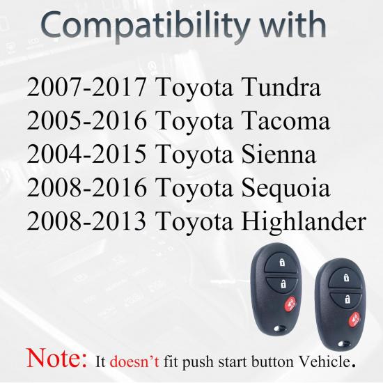 Key Fob Keyless Entry Fits for Toyota 2007-2017 Tundra /2005-2016 Tacoma / 2008-2013 Highlander / 2004-2015 Sienna /2008-2016 Sequoia Remote Control