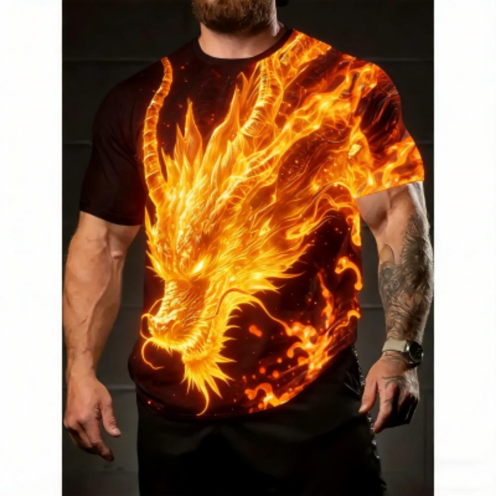 Summer Men's T-Shirt Dragon 3D Print Tees Top Hip Hop Loose Short Sleeve Streetwear Vintage Oversized Women T-shirt