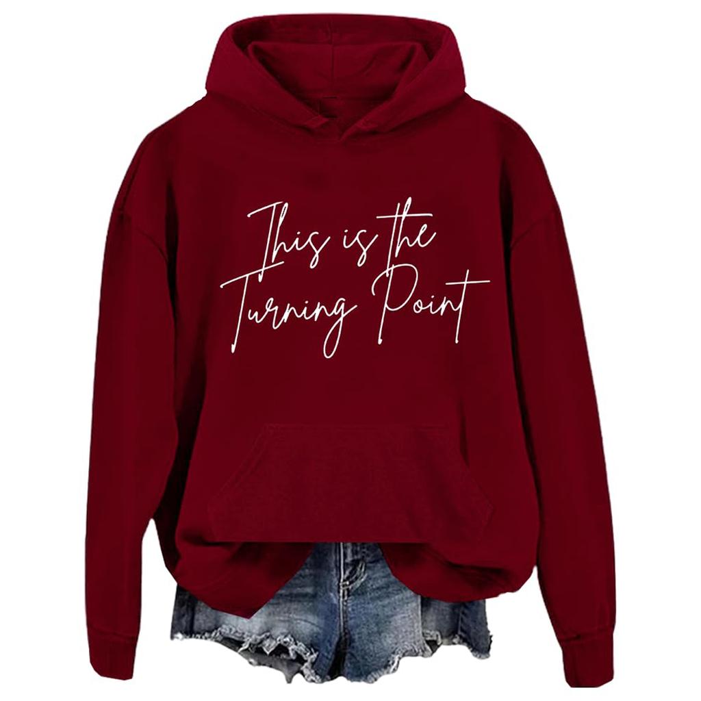 Ladies Fashion Casual Long Sleeve Printed Round Neck Hoodie Pullover Top