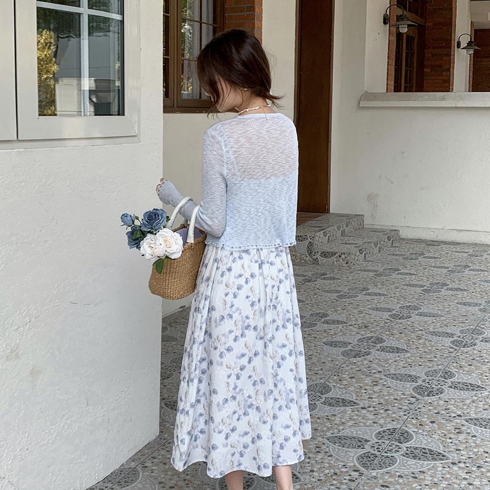 MIXMAX Casual Versatile Temperament Fashionable Age Reducing and Slimming Dress Two-Piece Set