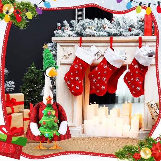 Рождественский наряд для гуся на крыльцо, платье для газонного гуся со шляпой в виде рождественской елки, праздничный костюм гуся