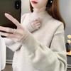 New Pullover Women's Top Lace Splicing Semi-turtleneck Sweater Femininity Knitted Bottoming Shirt