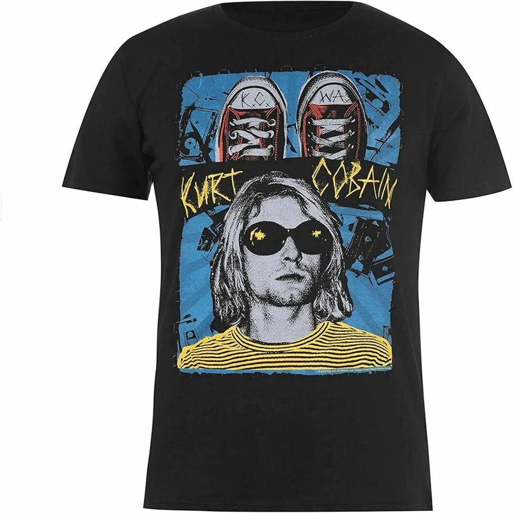 Cobain T Shirt Mens Gents Crew Neck Tee Tophort Sleeve Round Black