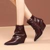 Женская обувь 2024 года, новые женские ботинки с боковой молнией, модные, с оторванным краем, для офиса и карьеры, сексуальные, с острым носком, на танкетке, ботильоны
