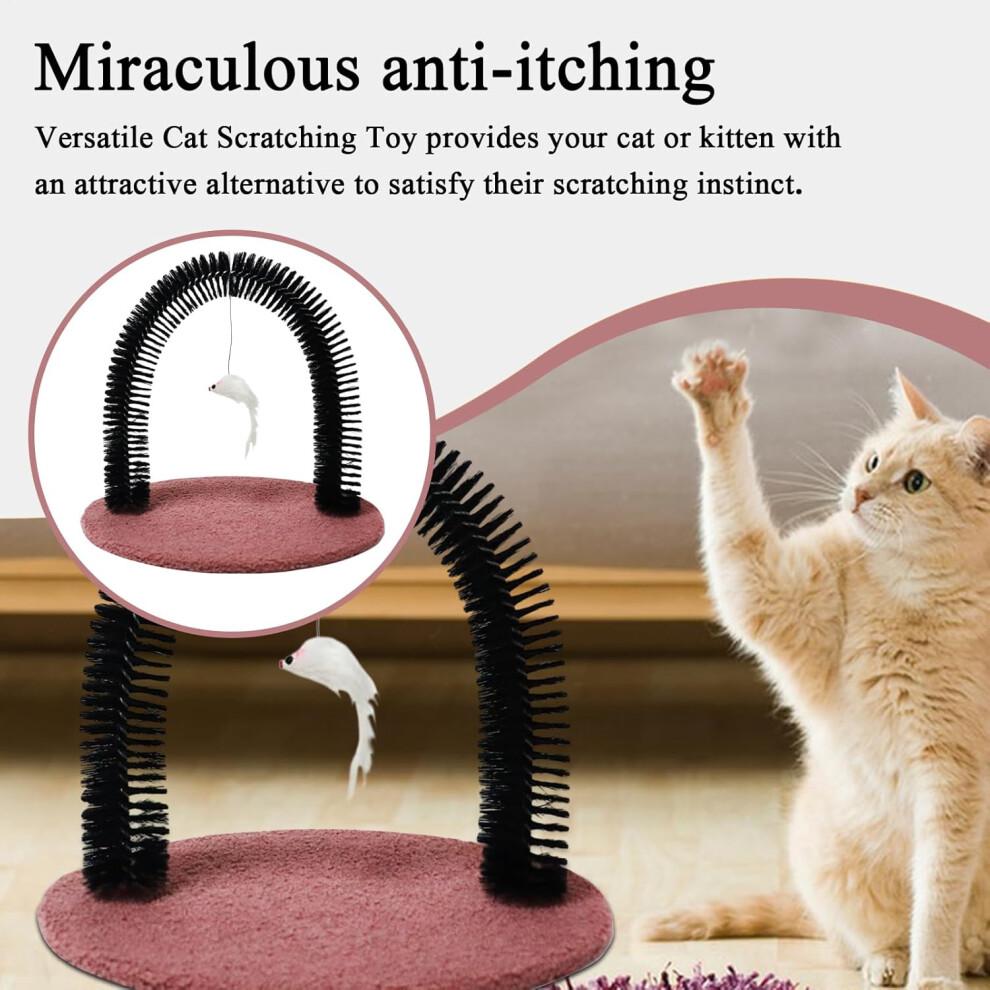 Katzen-Selbstpfleger - Kratzpad für Katzen und Welpen, Massagebürste, Haarentferner, rotbraun, für Kopf und Rücken