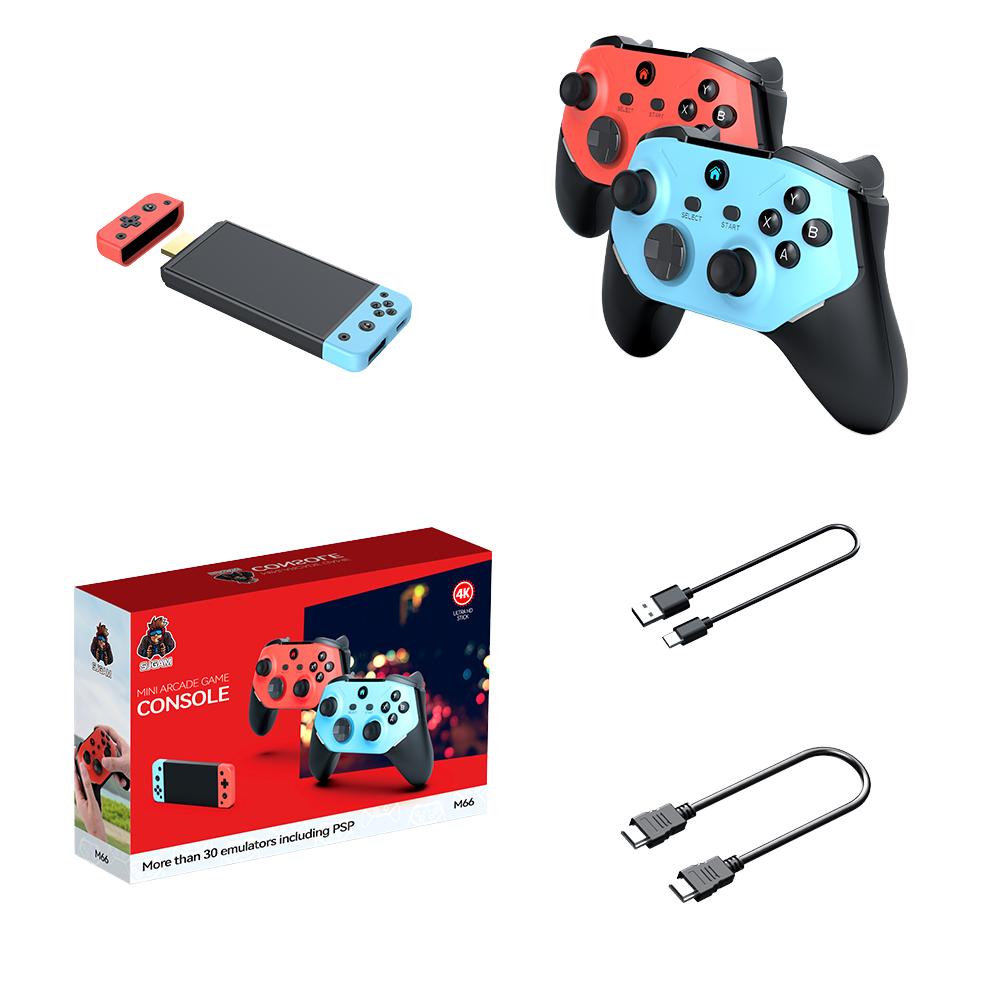 Игровая приставка M66 Game Stick, 64 ГБ, 20000+ игр, 4K, беспроводной геймпад 2,4 ГГц, стик для игр/PS1