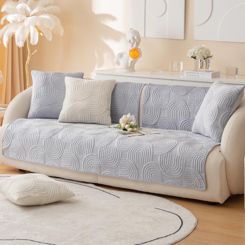 Autumn/Winter Plush Thickened Non-Slip Sofa Cushion - 2022 Quilted Solid Color Cover