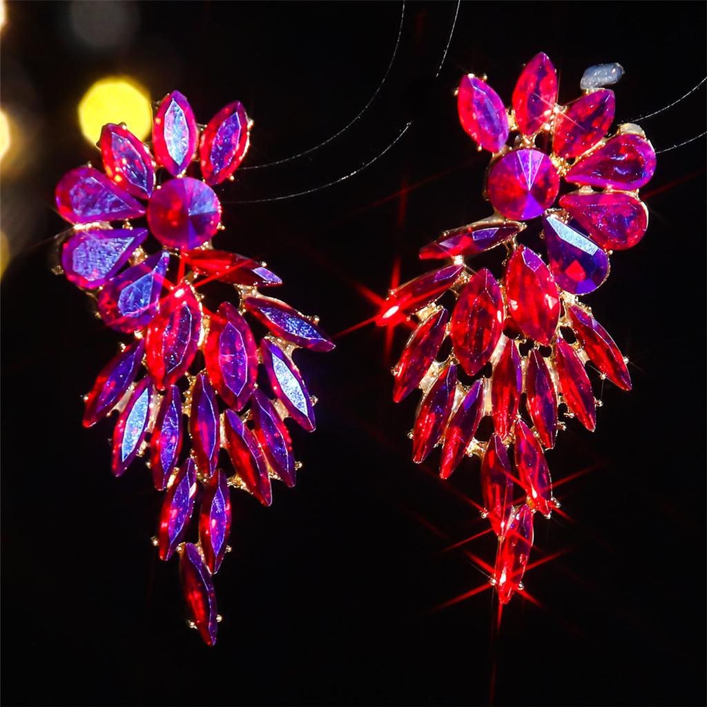 Мода, роскошные серьги-гвоздики из витражного стекла со стразами, женские преувеличенные серьги-гвоздики