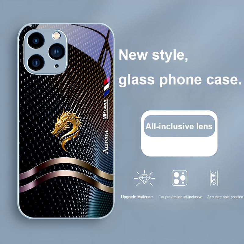 Платиновый Свет Китайский Золотой Дракон Для Iphone 15 14 13 12 11 Pro Max XS XR 7 8 Plus 2020 2022 SE Закаленное Стекло Чехол для Телефона