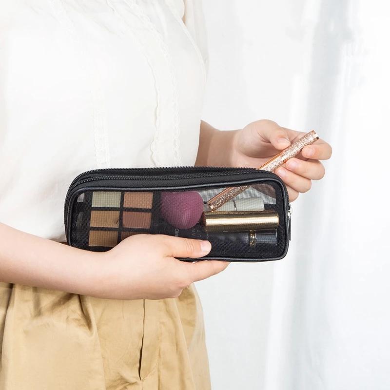 Outdoor beach bag nylon mesh cosmetic bag female makeup brush storage bag cosmetic bag mesh transparent breathable portable