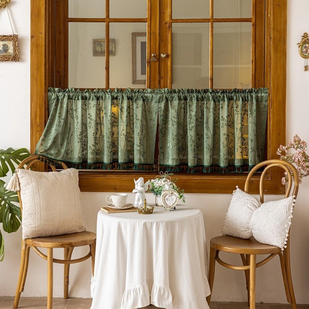 Pastoral Style Tulle Kitchen Curtain Sheer Voile Window Drapes Room Partition Curtain Living Room