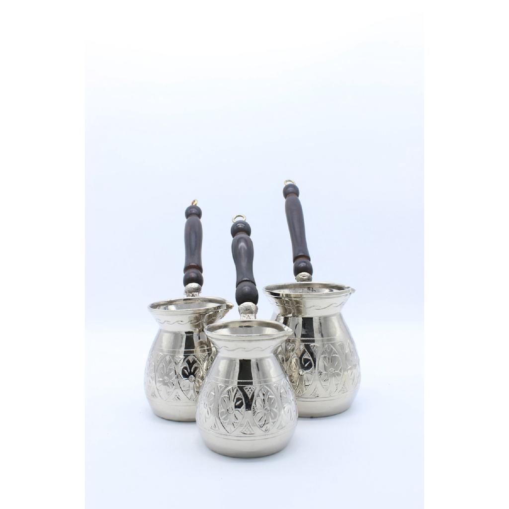 Медный кофейник ручной работы с анатолийским узором Серебряный цвет Медный кофейник из 3 предметов