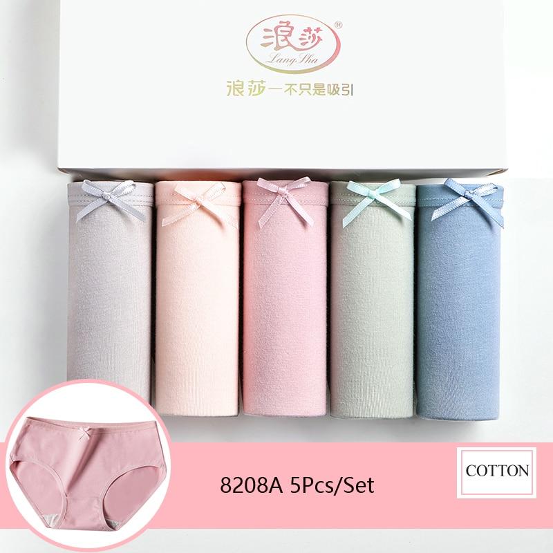 Набор женских хлопковых трусов с милыми принтами. 5 шт