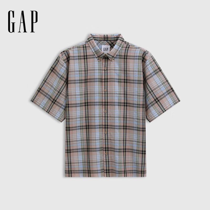Gap Унисекс клетчатая повседневная рубашка с коротким рукавом