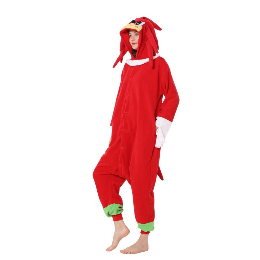 Sonic Animals Coral Fleece Cartoon Onesie Pajamas - Long Sleeve, for Couples, Autumn/Winter Home Wear.