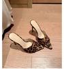 Design Shoes Summer High Heel Women Slipper Elegant Open Toe Fashion Leopard Slides Ladies Sexy Party Dress Sandal Pumps Shoes