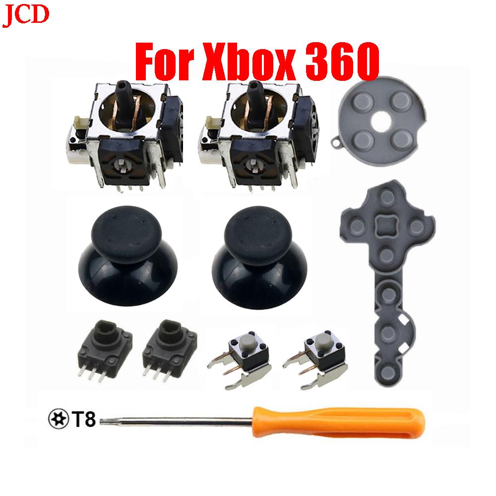 JCD 11 в 1 для контроллера Microsoft Xbox 360: Потенциометры датчиков аналоговых стиков + Накладки на стики, Кнопки-триггеры LT RT