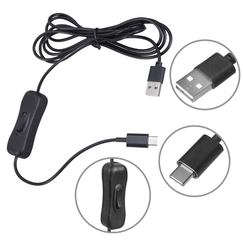 Кабель-адаптер USB на Type C для зарядки с переключателями, 7 футов, ПВХ, модернизация для ламп и вентиляторов