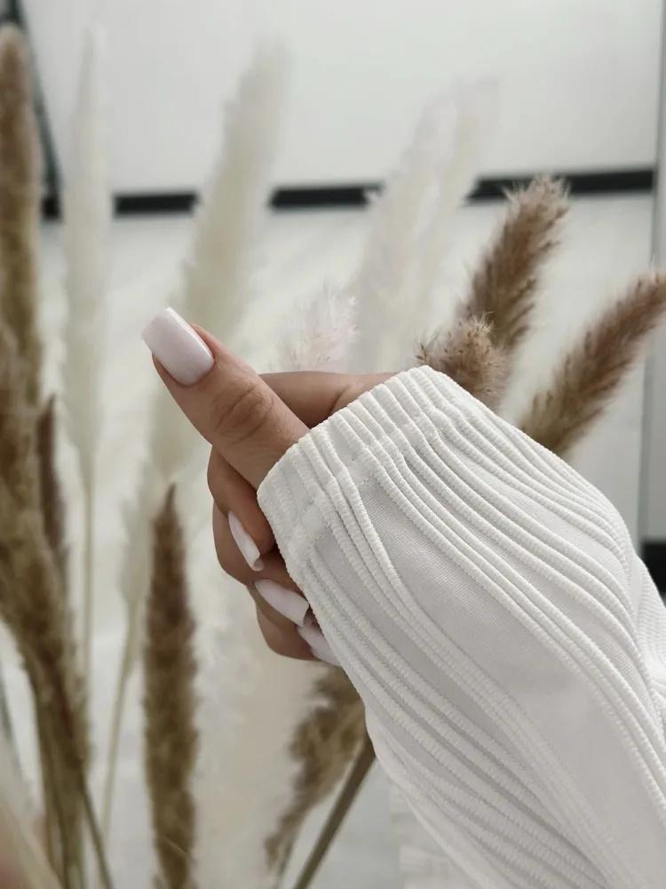 Long Sleeve Crop Top Phumee Textured Mock Neck Solid Color A1144