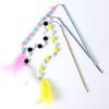 Cat Toys 1pcs Interactive Stick Feather Toys Kitten Teasing Durable Playing Plush Ball Pet Supplies Feather Cat Teasing Stick