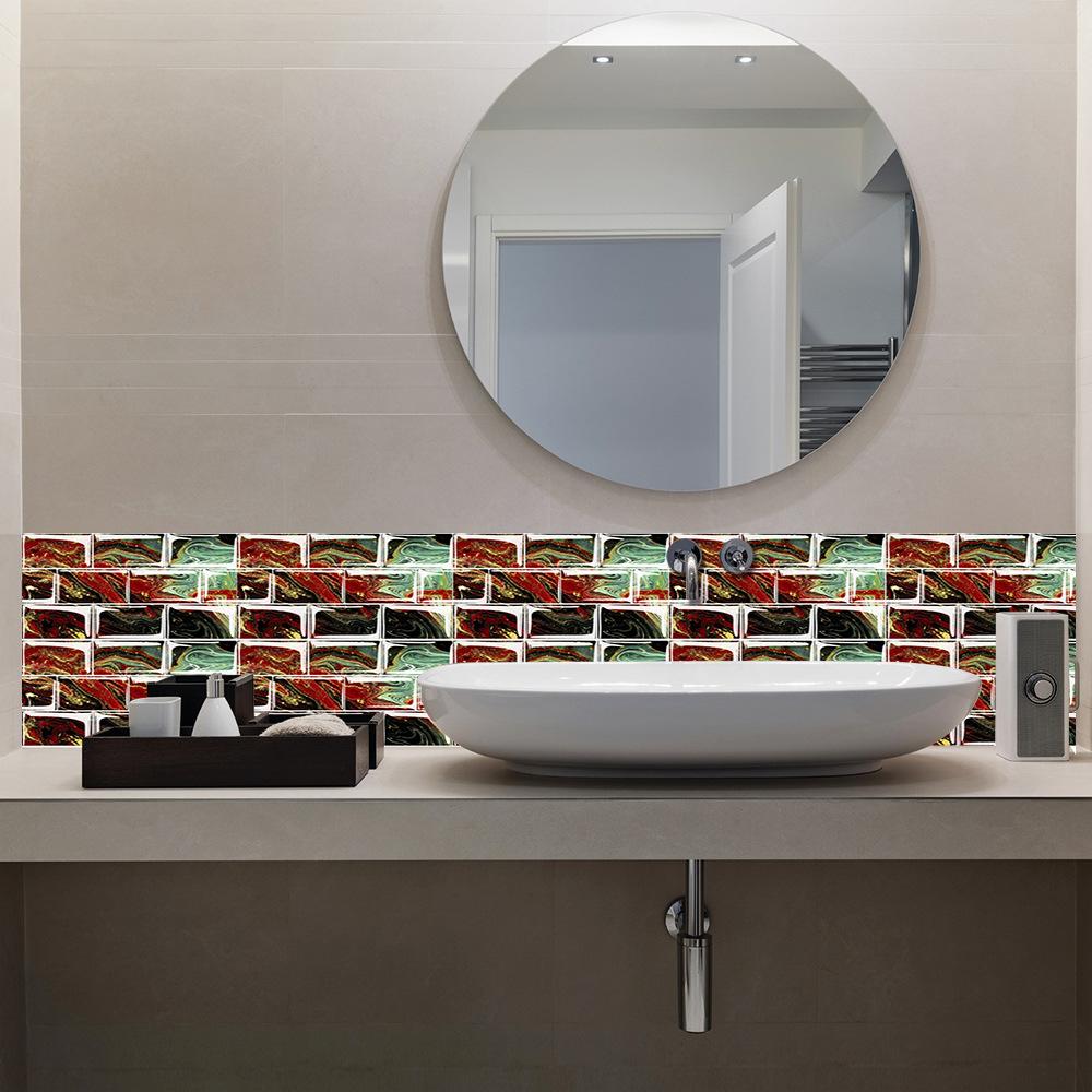 2026 Waterproof Wall Sticker Mosaic Pattern Ceramic Tile Sticker Kitchen Bathroom Sink Decoration Surface Gloss Film Self-adhesive Wall Sticker