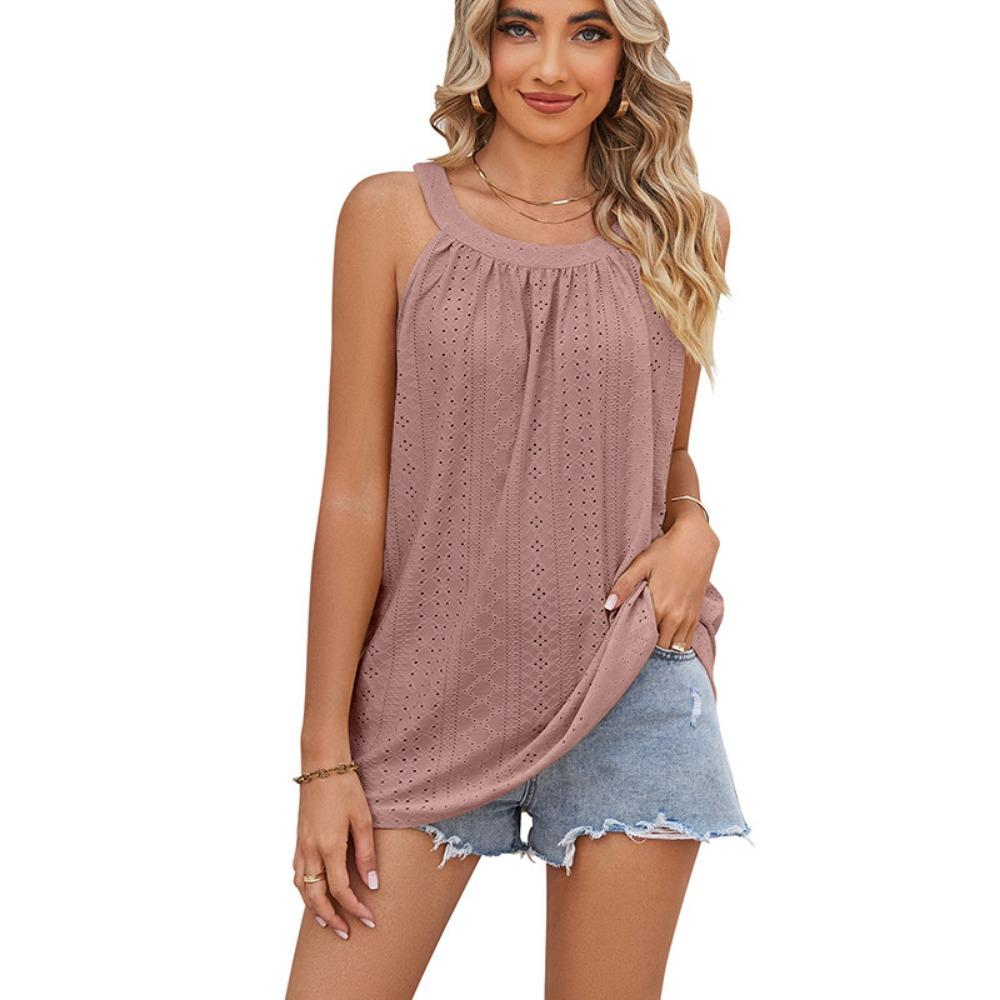 Женский свободный плиссированный жилет без рукавов с круглым вырезом и подтяжками для женщин