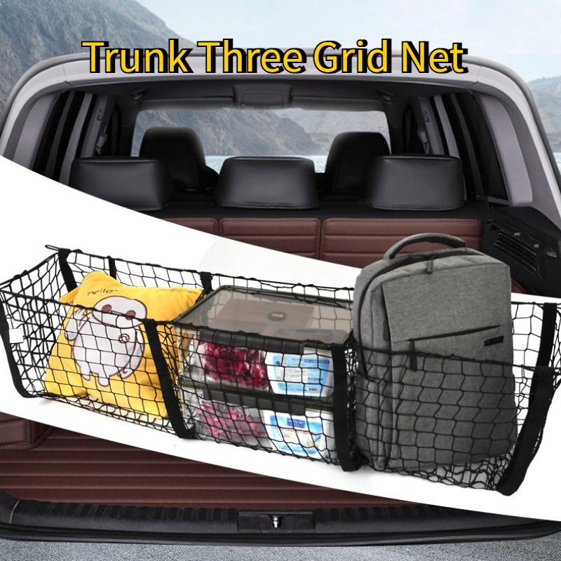 3Pocket Cargo Net Stretchy Trunk Storage Organizer Net Heavy-Duty Luggage Holder with Mount Kit for SUV Pickup Truck Van Toyota