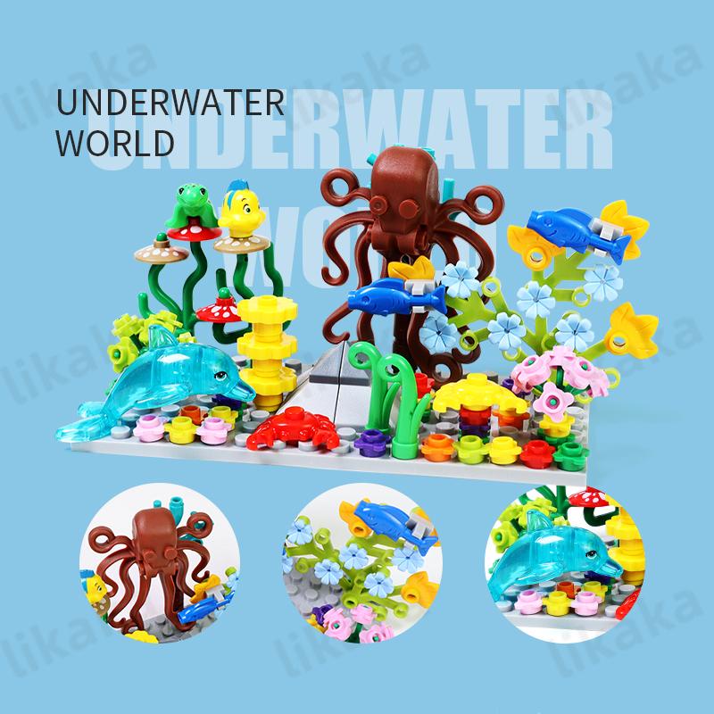 Городские фермерские животные, строительные блоки, природа, животные, рыба, выдра, MOC, подводный мир, рыба, дельфин, осьминог, набор, игрушки для детей, подарок