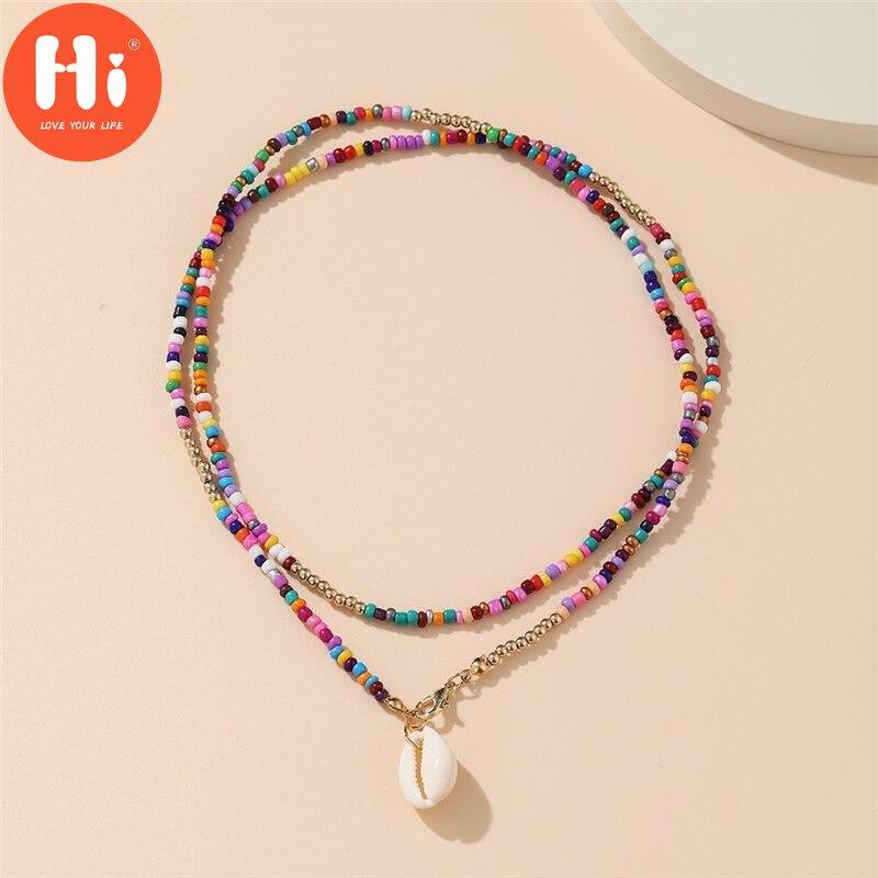 Привет, корейская мода, красочные бусины, цветок, ожерелье из бисера для женщин, богемные бусины, цепочка на ключицу, колье, ожерелье, ювелирные изделия