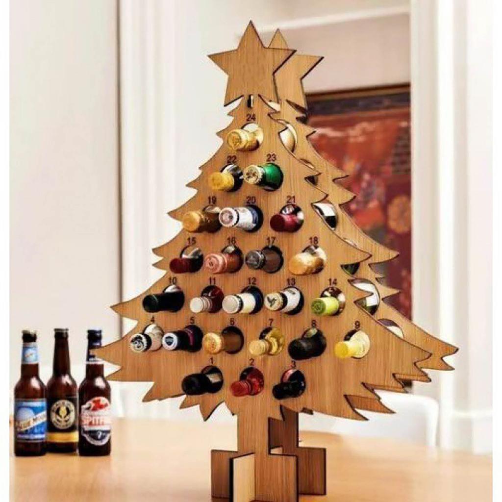 Christmas Advent Calendar Wine Holder For 2024 Countdown Calendar Wine Rack Xmas Wooden Wine Bottle Stand Decoration For Home