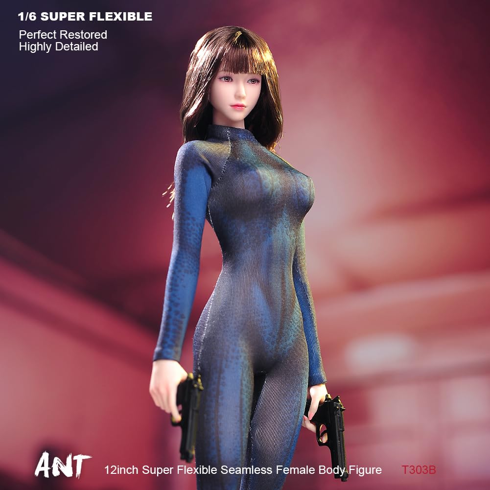 16 Scale Female Body, 12-inch, Ultra-Flexible Slim Body, 28 Joints, Mini 3D Action Doll, Bikini Set, Non-Removable Legs, Seamless Body (T303B White