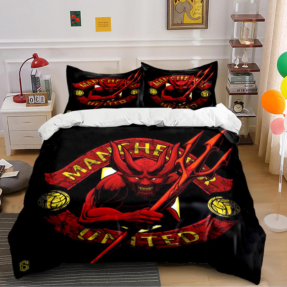Red Devil Manchester Bedding Set Bedding Duvet Cover Set Duvet Cover Pillowcases Home Decor (1 * Duvet Cover 2 * Pillowcases, without duvet insert)