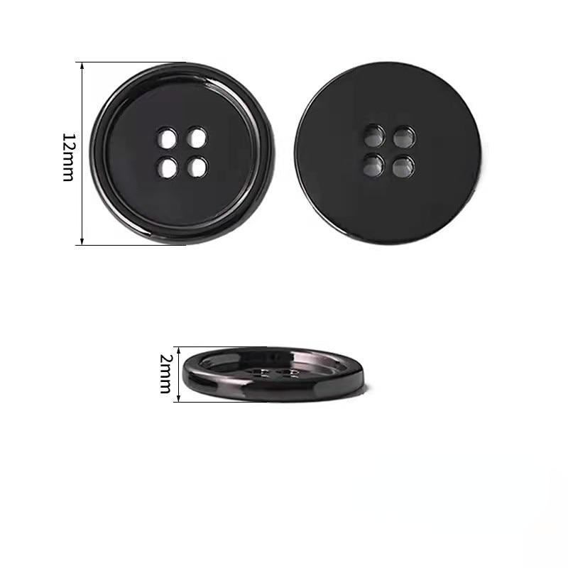 10PCS Zinc Alloy Buttons 4-Holes Buttons Black/Gold Fashion Round Zippers Leisure Clothes Shirt Overcoat Buttons