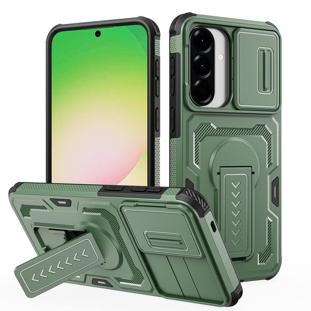 Чехол-слайдер с защитой камеры и подставкой для Samsung Galaxy A16 A26 A36 A56 A17 A37 A57 5G, ТПУ-рамка, пластиковая задняя крышка