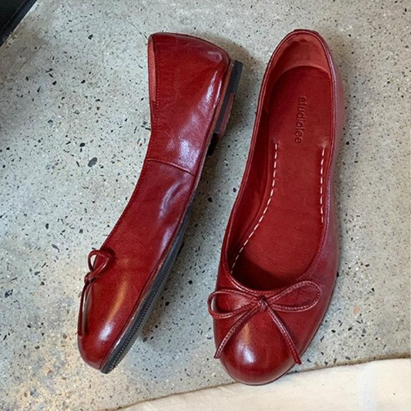 New Spring Autumn Concise Fashion Flat Shoes Women Shallow Comfort Retro Bowknot Elegant Ballet Flats Women Zapatos De Mujer