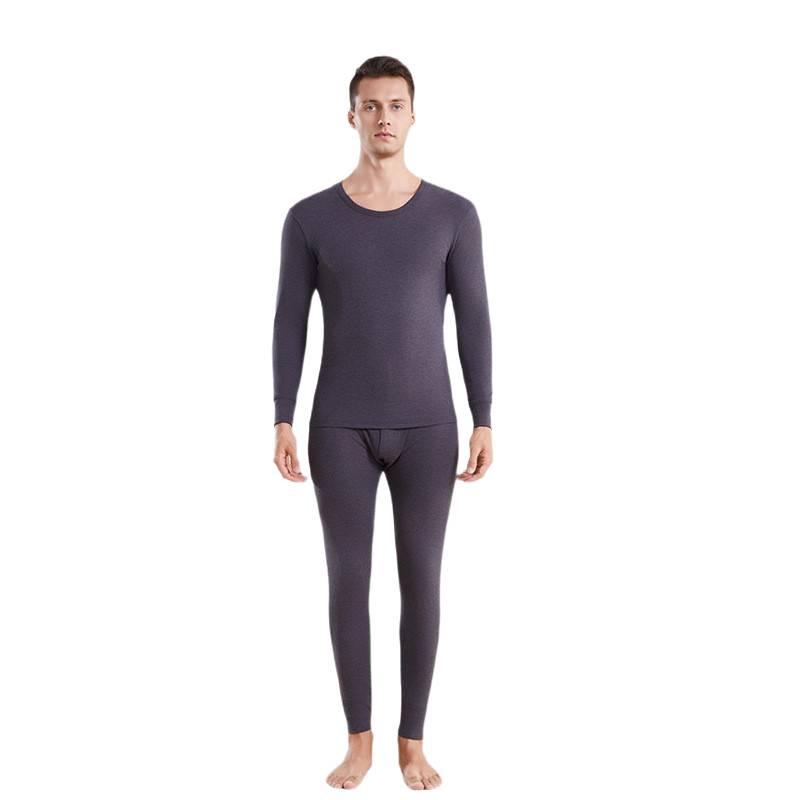 Мужской термокомплект с флисовой подкладкой - Теплоудерживающий базовый слой из хлопка и шерсти с футболкой и брюками
