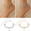 1Pc Charm Anklet Tassel Inlaid Rhinestones Multi-Layer Extended Chain Adjustable Decorate Anti-Rust