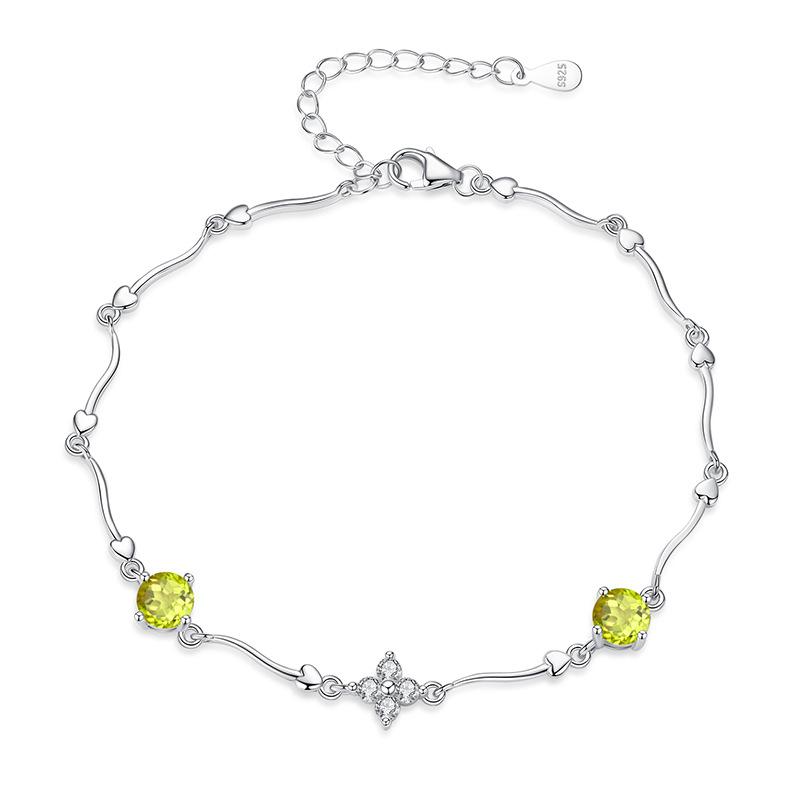 S925 sterling silver bracelet women's natural crystal stone hand jewelry Valentine's Day gift for girlfriend