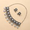 Квадратные капли воды, популярные ювелирные изделия, ретро-этническое ожерелье с драгоценными камнями, серьги с бахромой, комплект из двух предметов