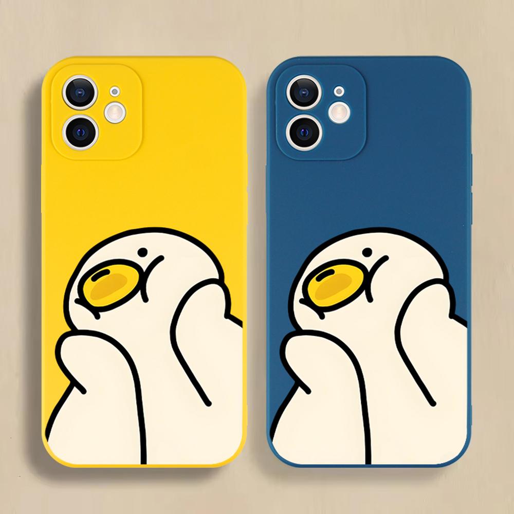 Милый Мультяшный Утенок Чехол для Телефона Для iPhone 16 15 14 13 12 11 Pro Max Mini X XS XR 7 8 Plus SE Ударопрочный Силиконовый Мягкий Чехол Fundas