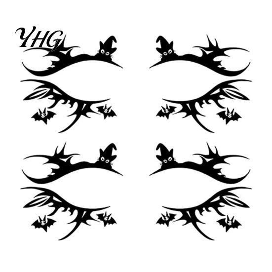 Waterproof Cosplay Makeup Transfers 2 Pairs Halloween Eye Tattoo Stickers, Temporary Face Decals with Quick Art for Novices Pumpkin Bat Spider