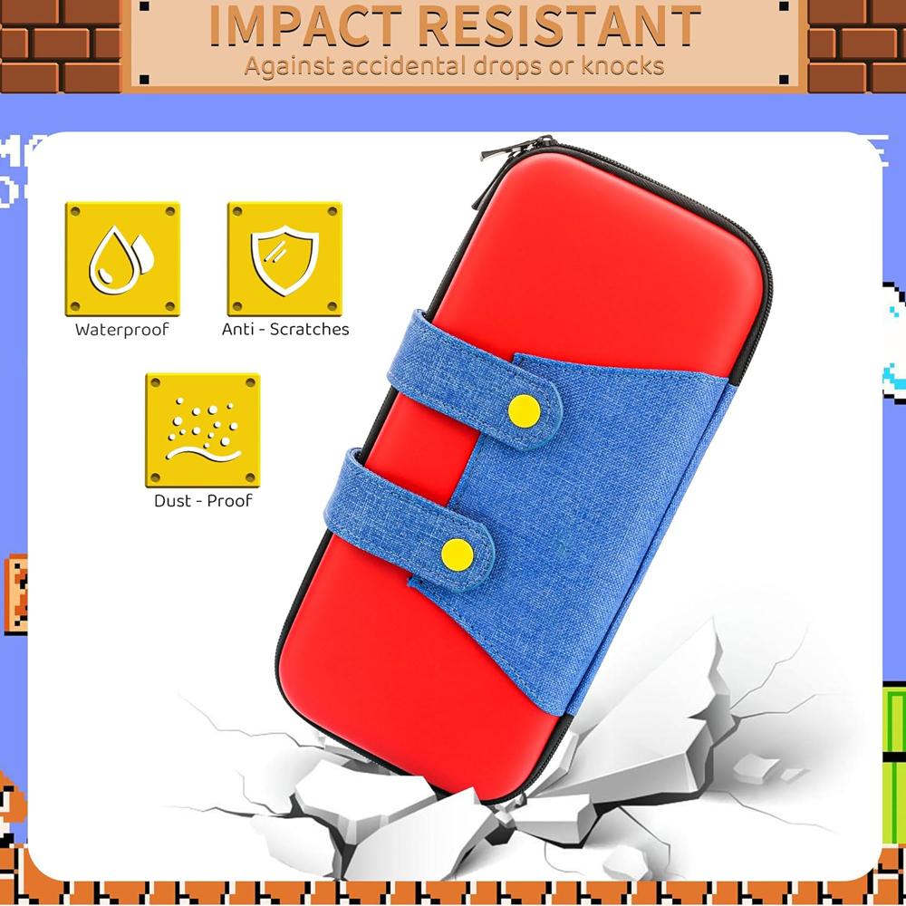 Чехол для хранения EVA Switch, совместимый с Nintendo Switch/OLED, симпатичный портативный чехол для Switch с 10 держателями для игр для Mario