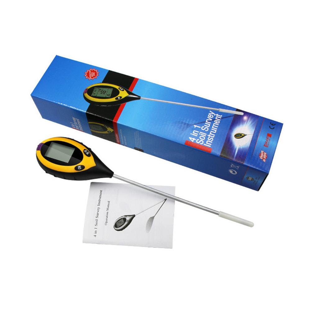 4-in-1 Soil Ph Meter Portable Lcd Screen Soil Acidity Temperature Humidity Sunlight Tester For Gardening Farming