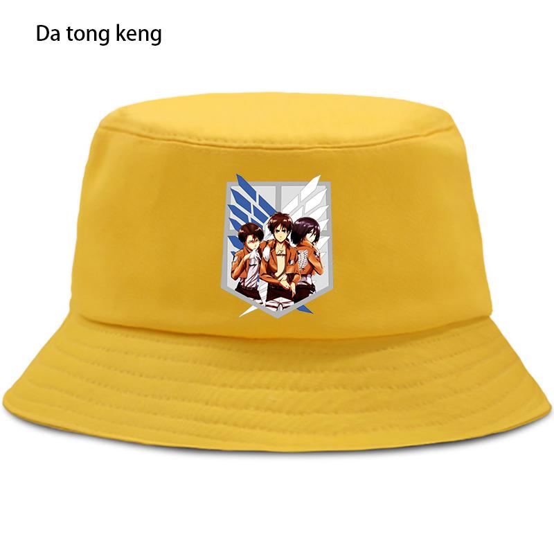 Летняя шляпа японского аниме «Атака Титанов», женская панама-ведро унисекс, дизайнерский плоский козырек, шляпа рыбака в стиле аниме 90-х годов