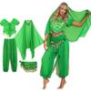 Women's India Belly Dance Costume Top with Harem Pants Hip Scarf Halloween Costume