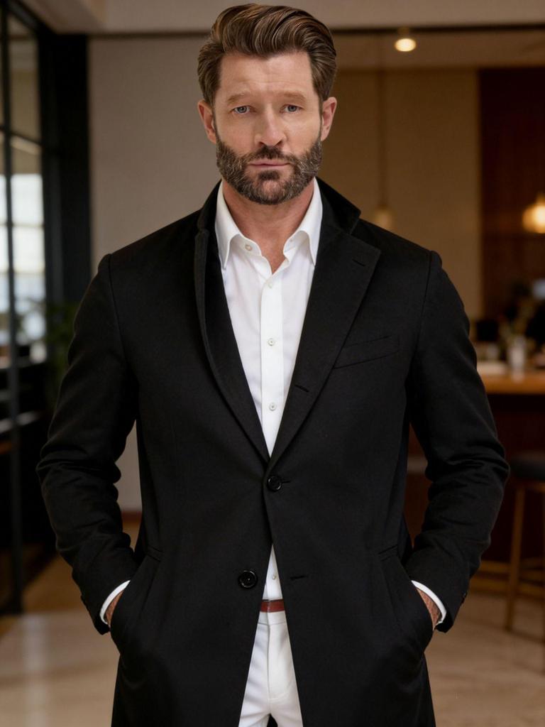 Модное мужское шерстяное пальто средней длины однобортное 2025 года