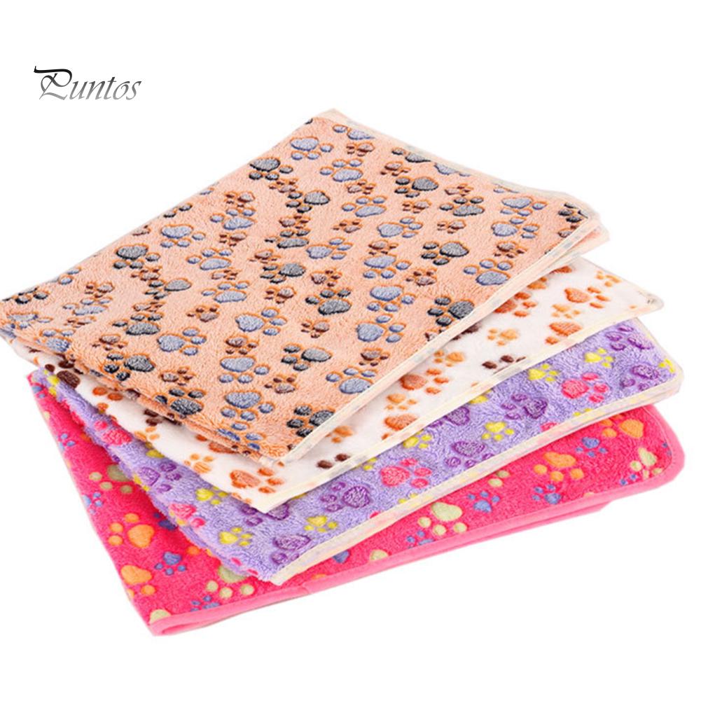 Puntos Pet Warm Winter Thicken Paw Print Coral Fleece Dog Puppy Blanket Коврик для собачьей будки