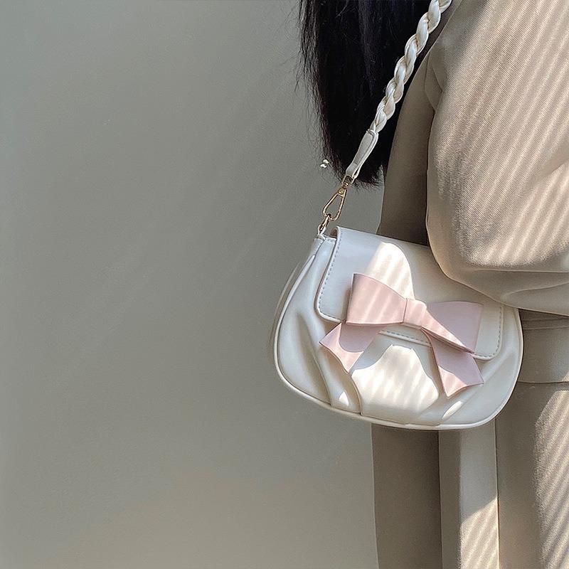 Senior Sense Bag Женская сумка Bow Маленькая круглая сумка Плиссированная сумка Cloud Мягкая сумка через плечо Сумка через плечо