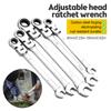 Flexible Pivoting Head Ratchet Wrench Spanner Garage Metric Hand Tool 6mm-14mm For Auto and Home Repair 1pcs