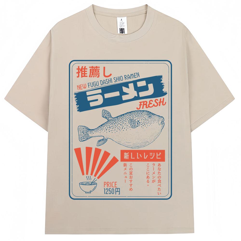 Japanese Style Hokkaido Wave Vintage Tshirt Men Women Harajuku Fashion High Quality T Shirts Oversized Cotton Summer Tee Shirt